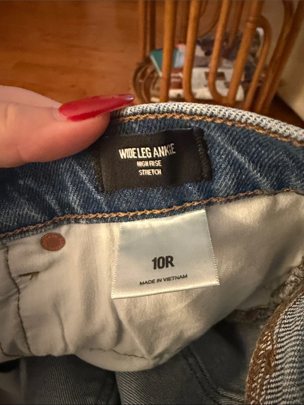 Express Men’s Blue Denim Jeans with Tan Leather Patch